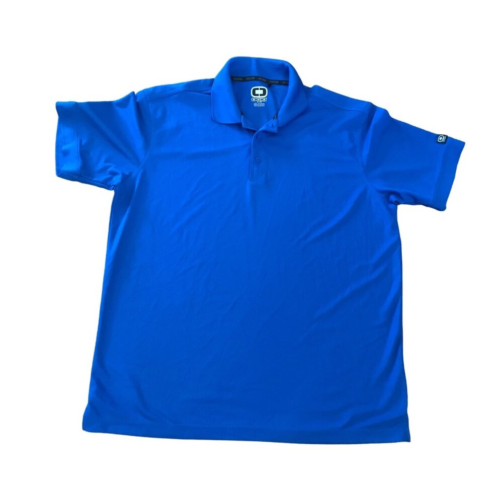 Ogio Polo XL Blue Performance Shirt BELL on Sleeve Golf Breathable Lightweight